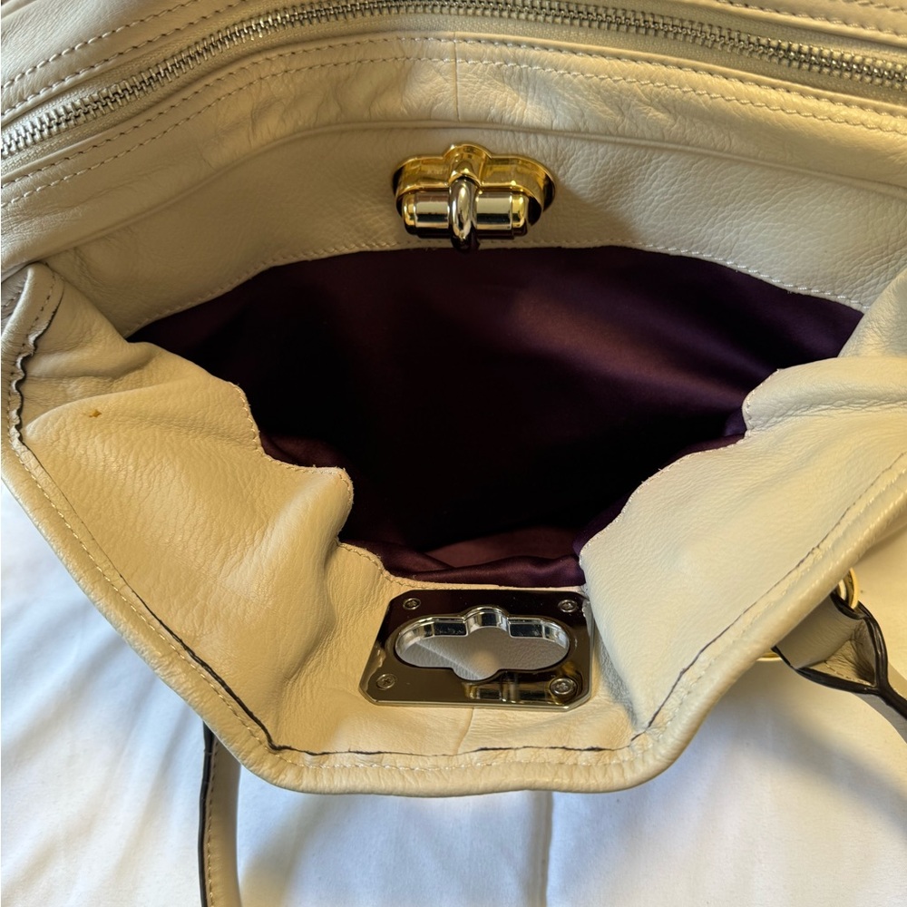 B. Makowski cream, genuine leather satchel. - Picture 7 of 11